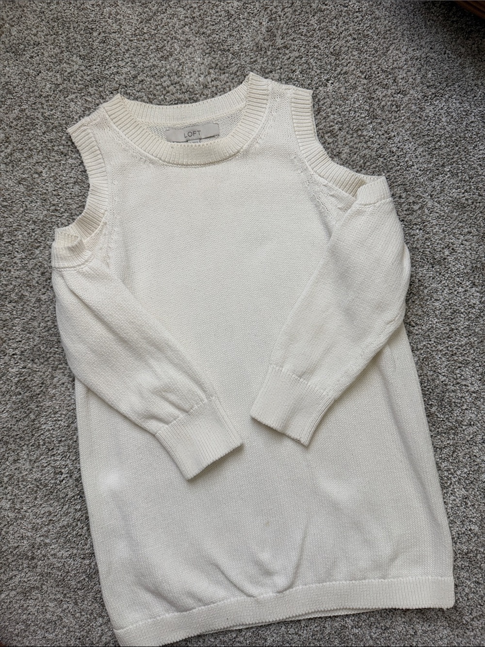 LOFT Cream Off-Shoulder Knit Sweater